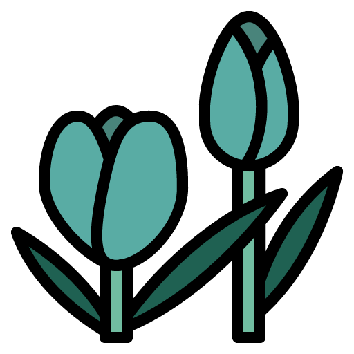 A simple, stylized illustration of two plants designed for Lawn Care Hamilton, one with a pair of rounded leaves and the other with a single pointed leaf and a bud, both featuring a minimalistic design